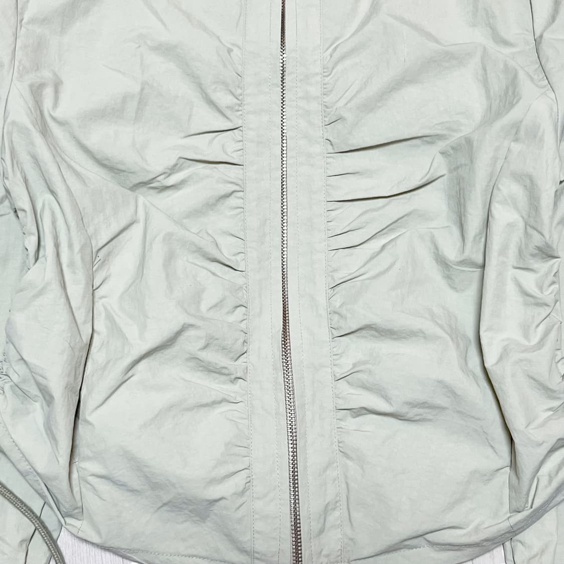 Nylon Cropped Shirring Track Jacket_Mint 상품이미지7