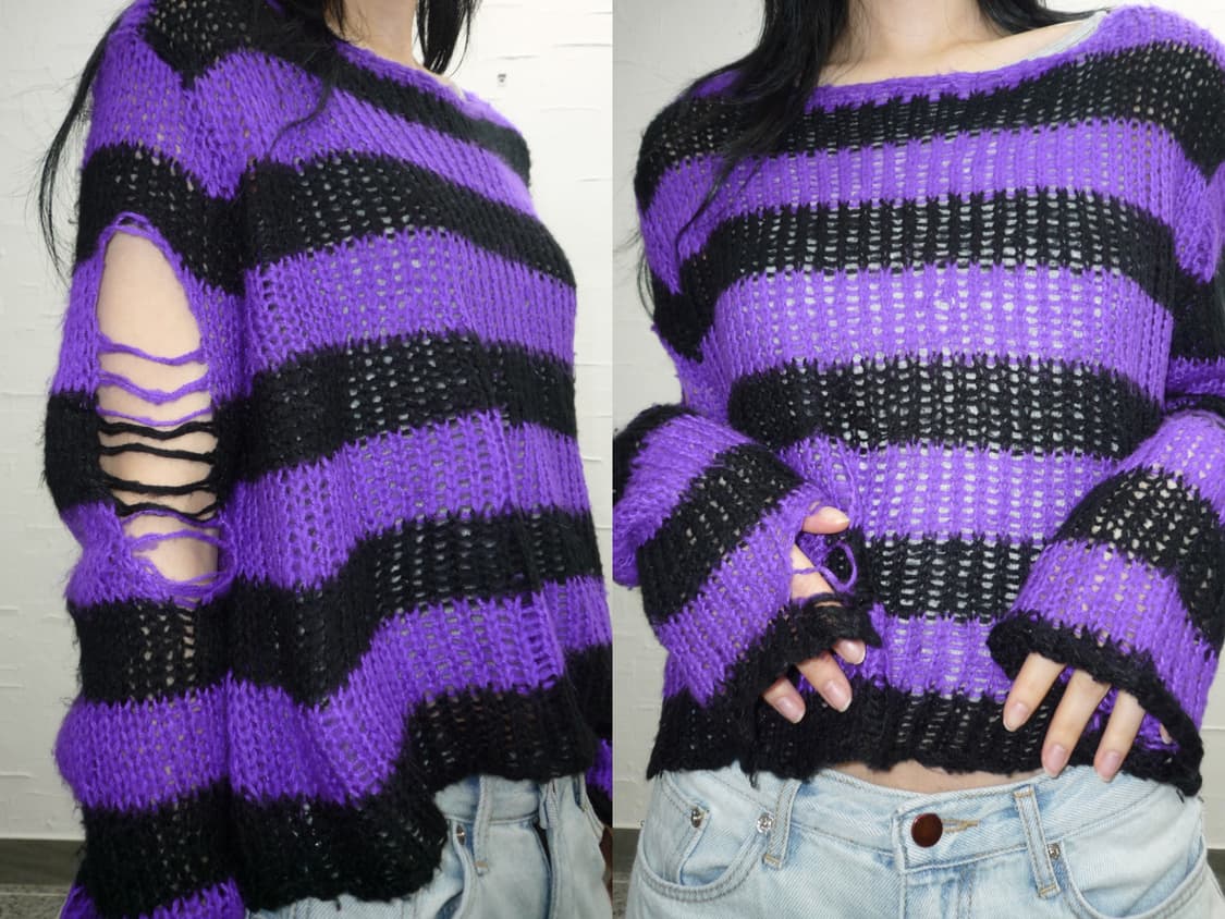 Distressed purple crop knit 상품이미지3