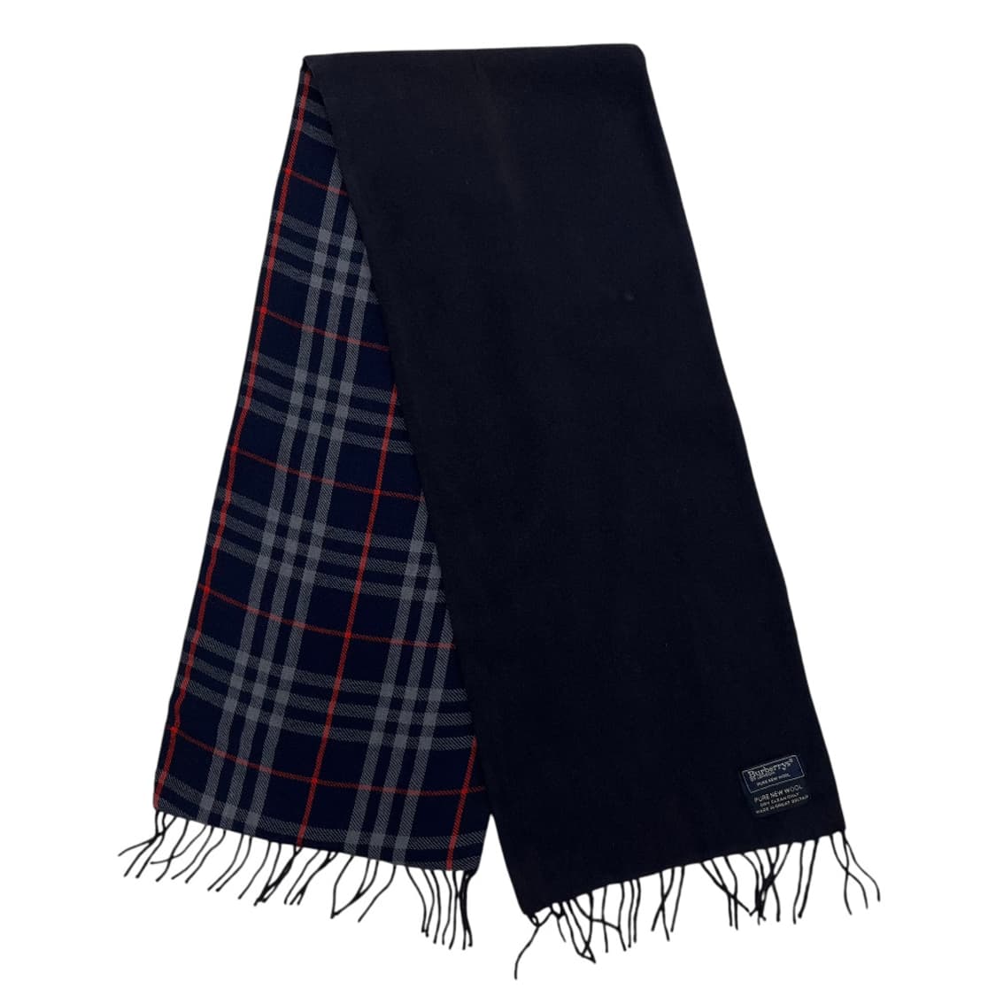 버버리 네이비 배색 퓨어 뉴 울 머플러 상품이미지4