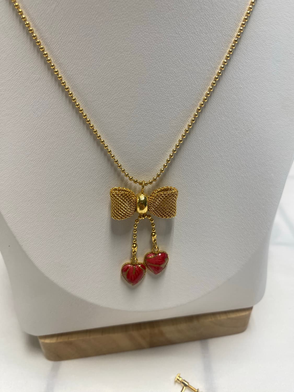 골드 레드 하트 목걸이 귀걸이 세트 일본 빈티지 상품이미지4