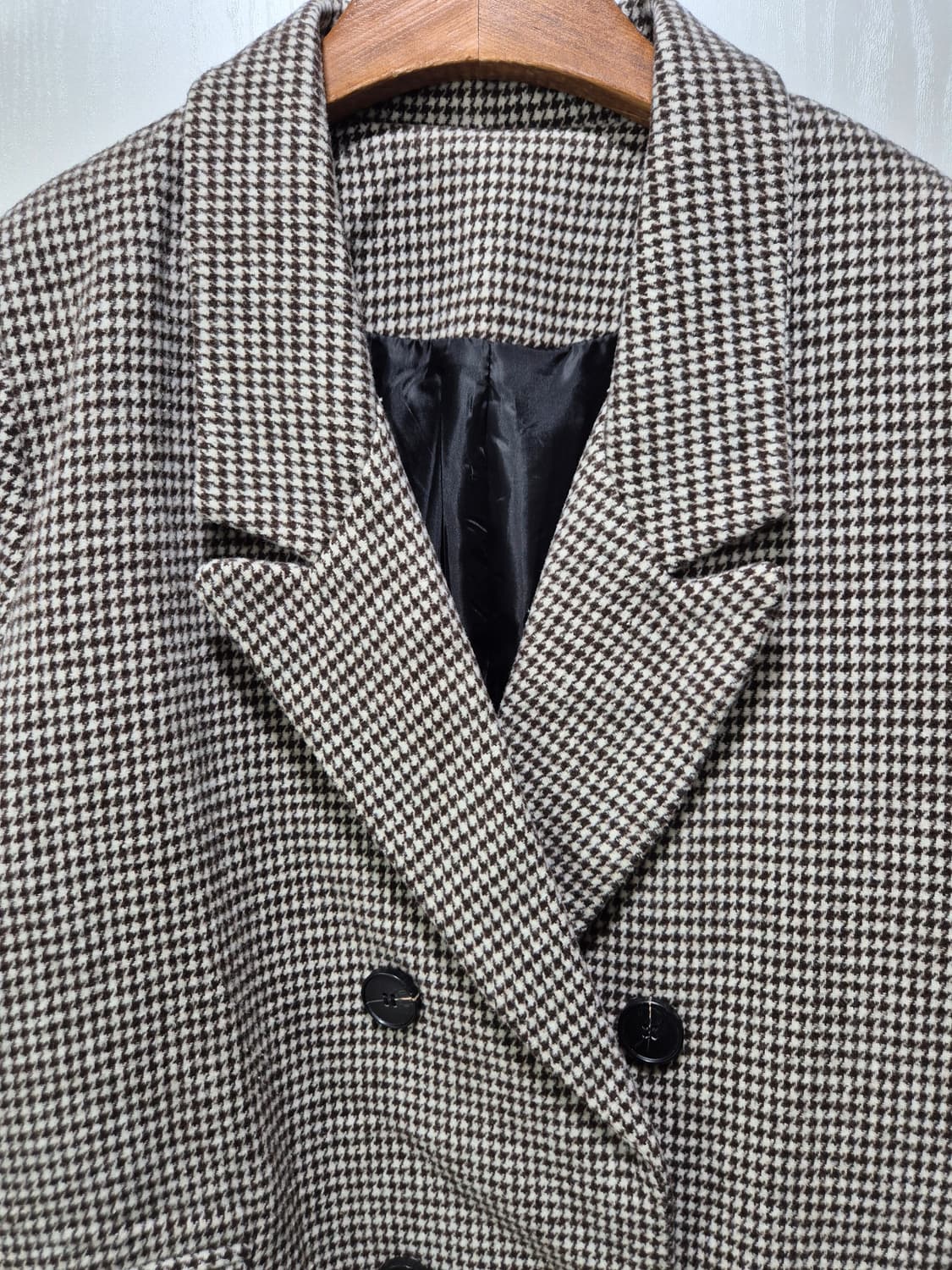 빈티지 하운드투스 체크 더블 코트 브라운 상품이미지2