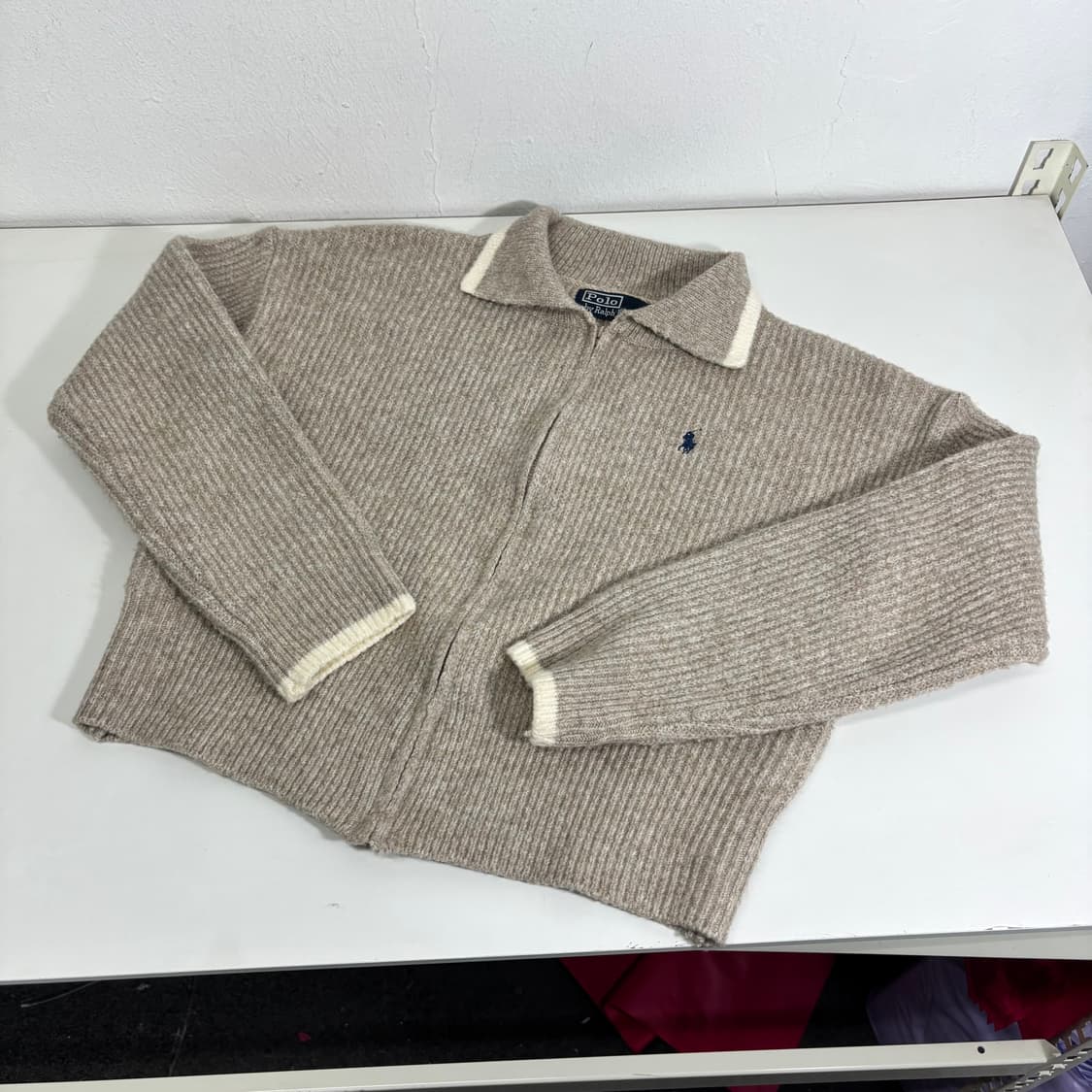 우먼M 폴로 랄프로렌 오트밀 카라 니트집업 상품이미지2
