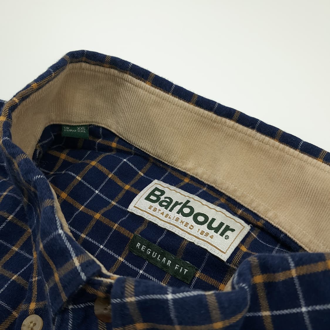 CN677 2XL 바버 로얄네이비 스몰체크 플란넬 긴팔 셔츠 남방 상품이미지4