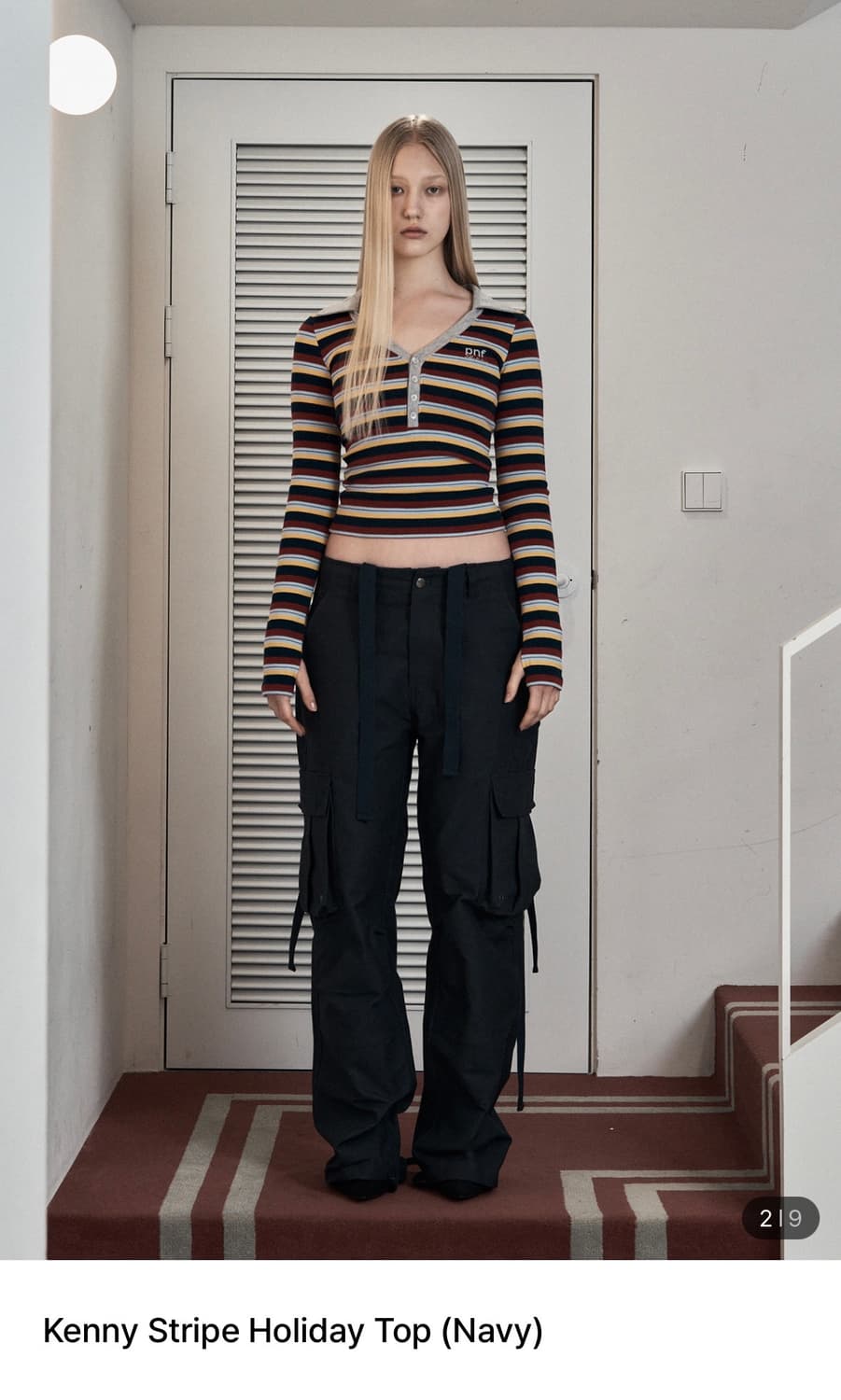 (교환 가능) 플노팔 케니 스트라이프 홀리데이 탑 네이비 상품이미지2