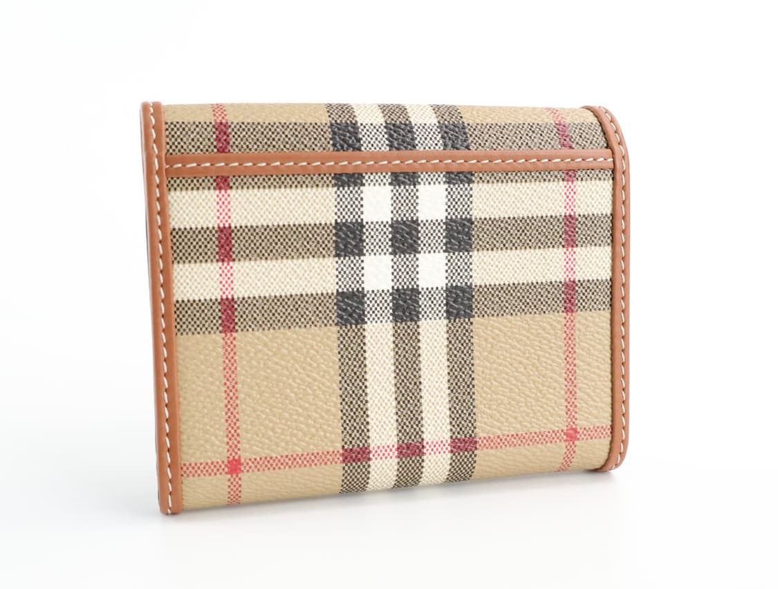 버버리 체크 레더 스몰 폴딩 미니 지갑 베이지 상품이미지3