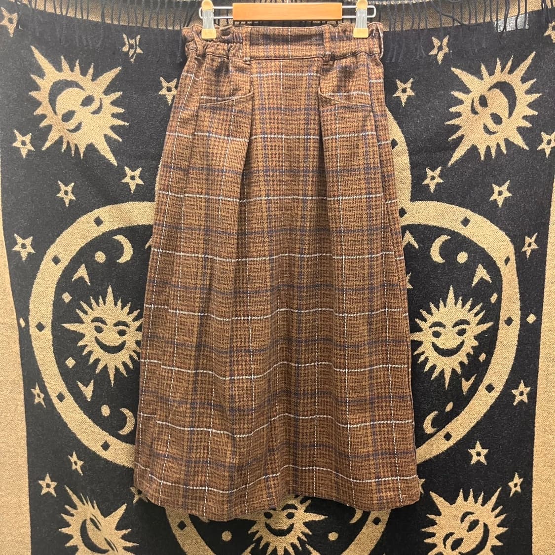 빈티지 러블리 플레어 밴딩 포켓 체크 롱스커트 K0027 상품이미지3