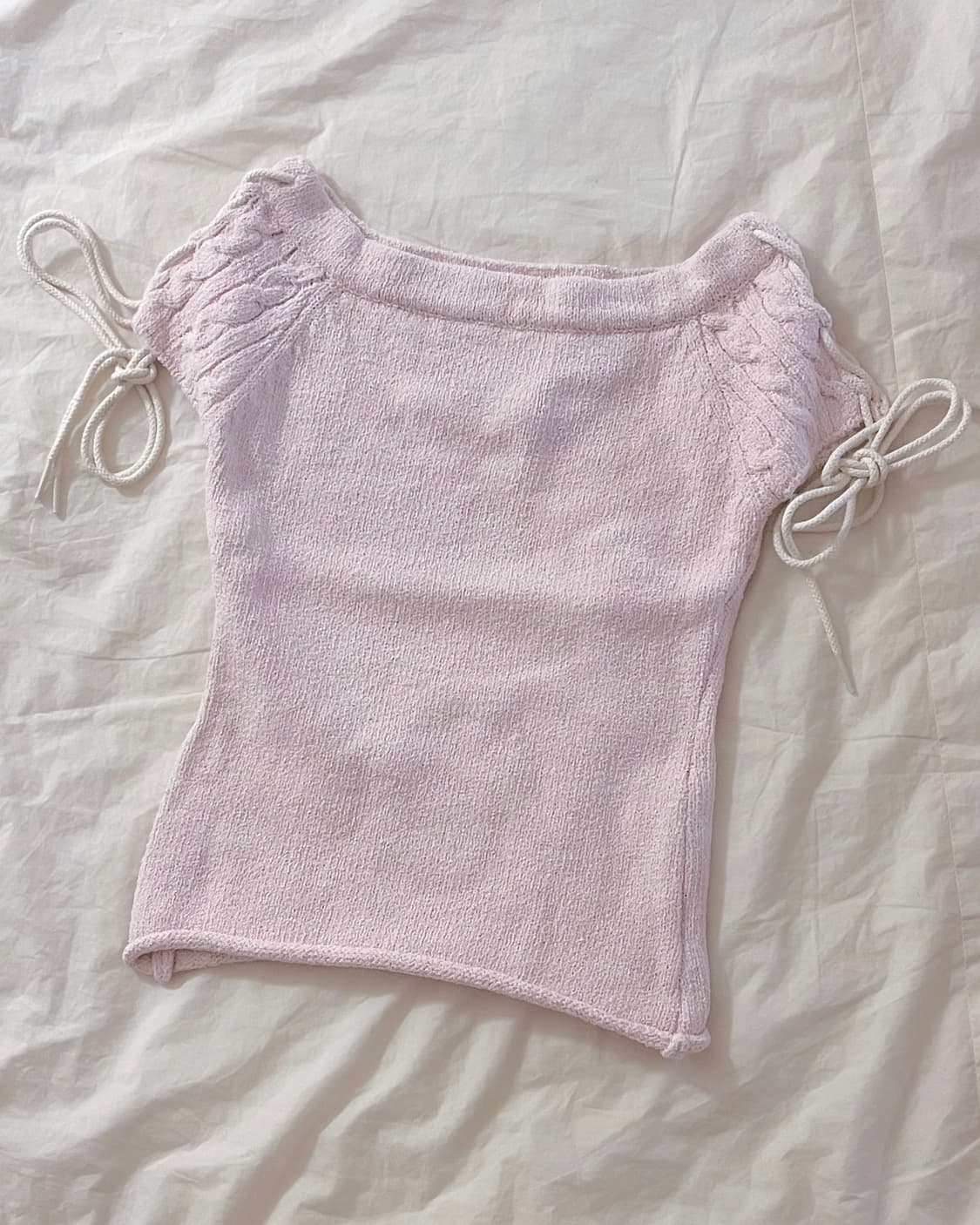 쓰리타임즈 케이블 니트 탑 핑크 S 상품이미지2