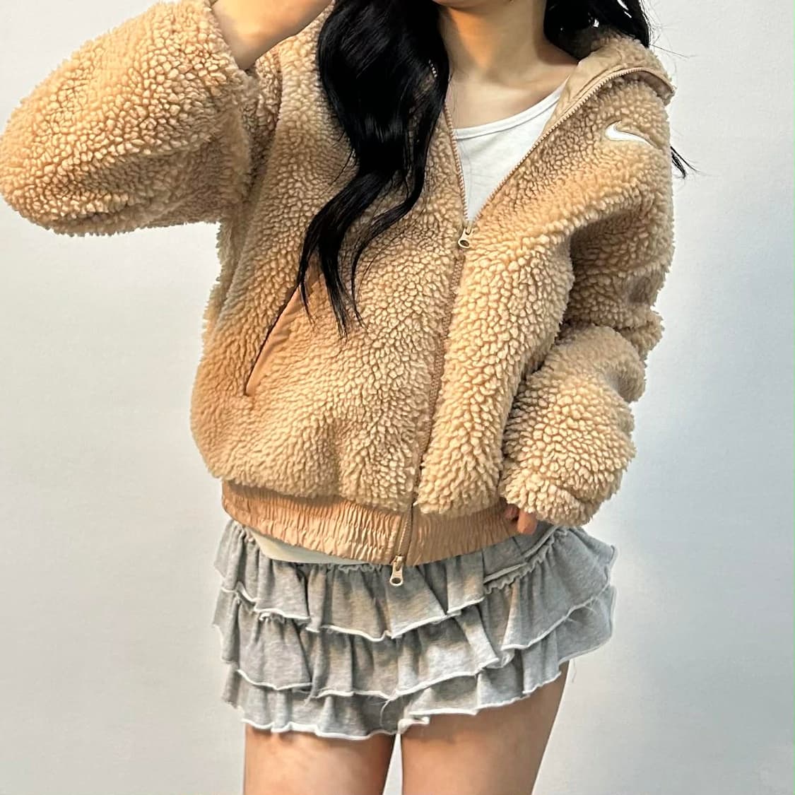 나이키 신형 베이지 플리스 걸즈 자켓 쉐르파 양털 후리스 희귀져지(S) 상품이미지1