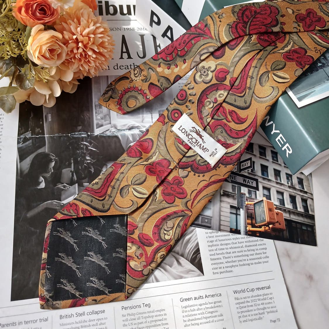 롱샴 실크 브라운 페이즐리 패턴 넥타이 9.2cm A+등급 E768
 상품이미지5