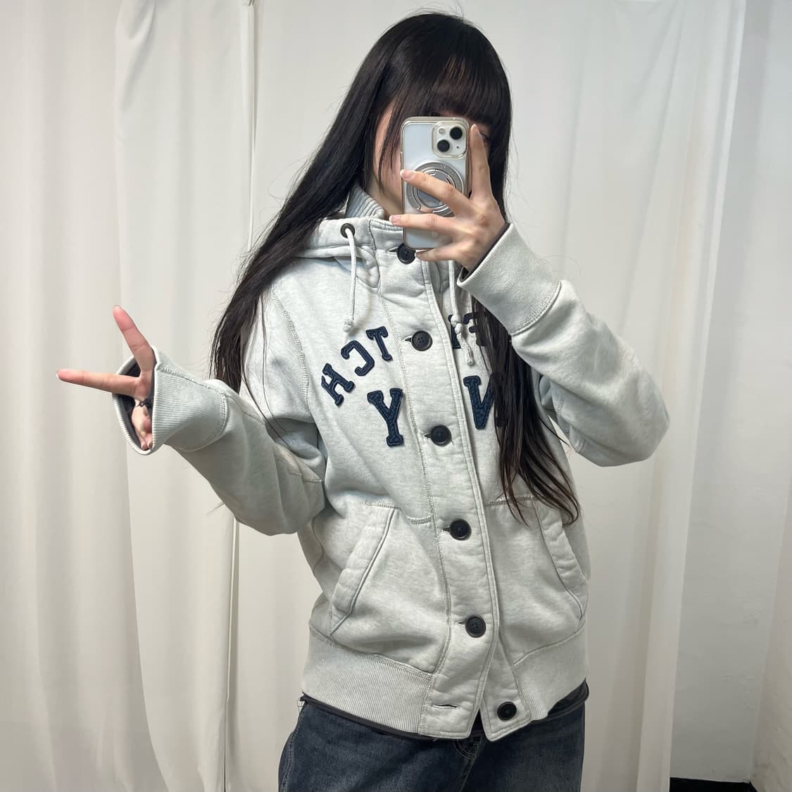 Abercrombie Melange Button Hood Zip-Up   상품이미지1