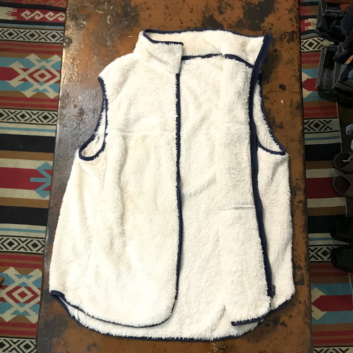 VTG 빈티지 크림 아이보리 양털 플리스 조끼 남성 102 여성 프리 상품이미지4