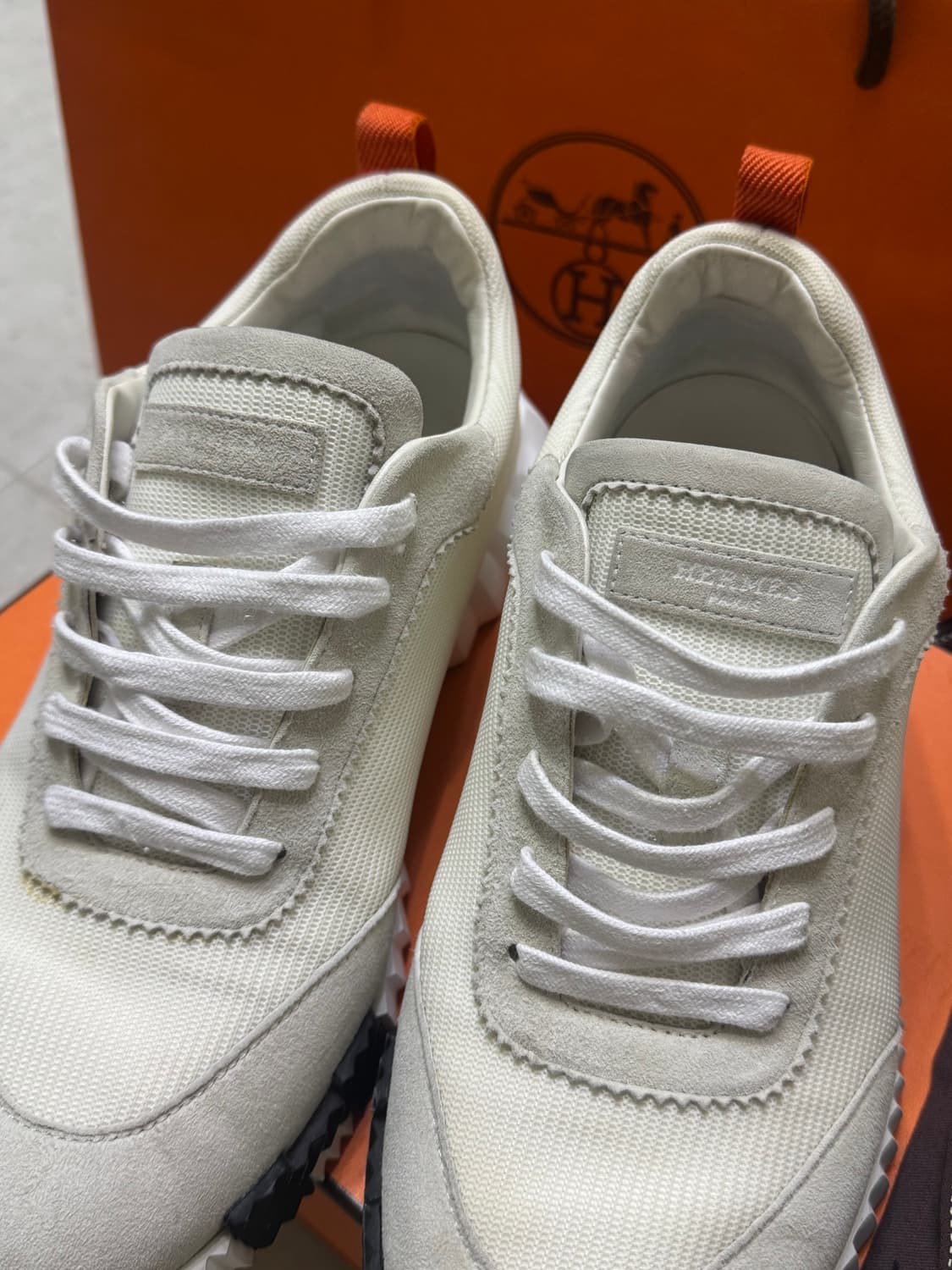 [41] 에르메스 바운싱 스니커즈 오렌지 화이트 상품이미지6