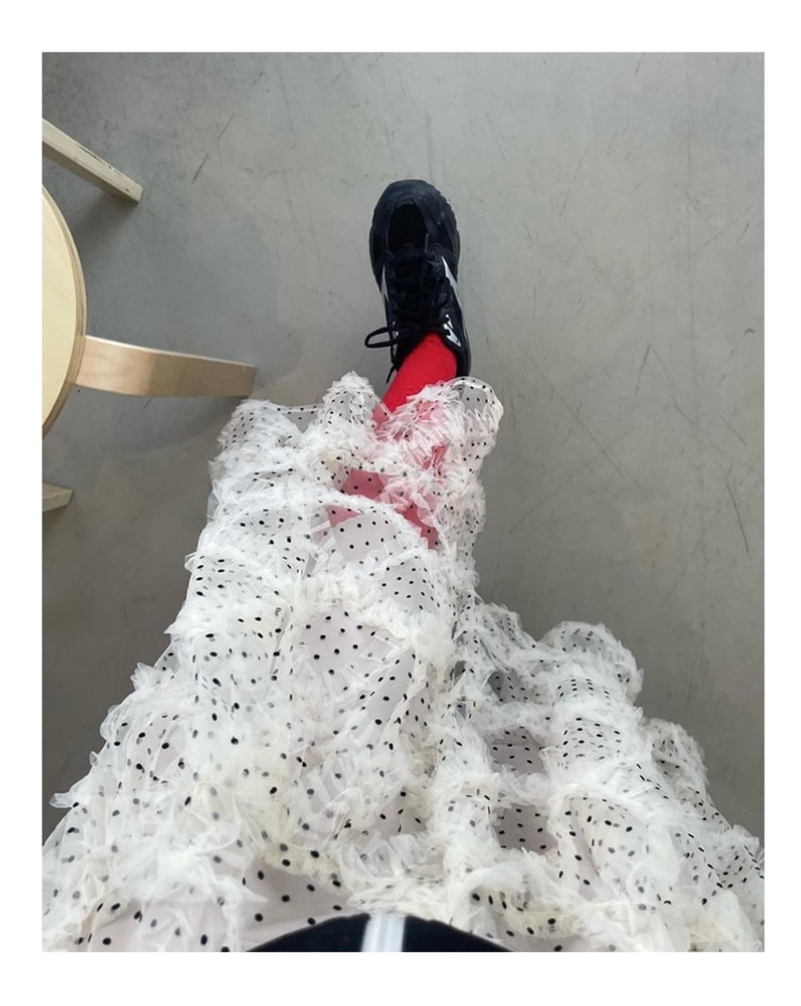 호쿠스포쿠스 Polka dot frill skirt / Champagne 상품이미지4