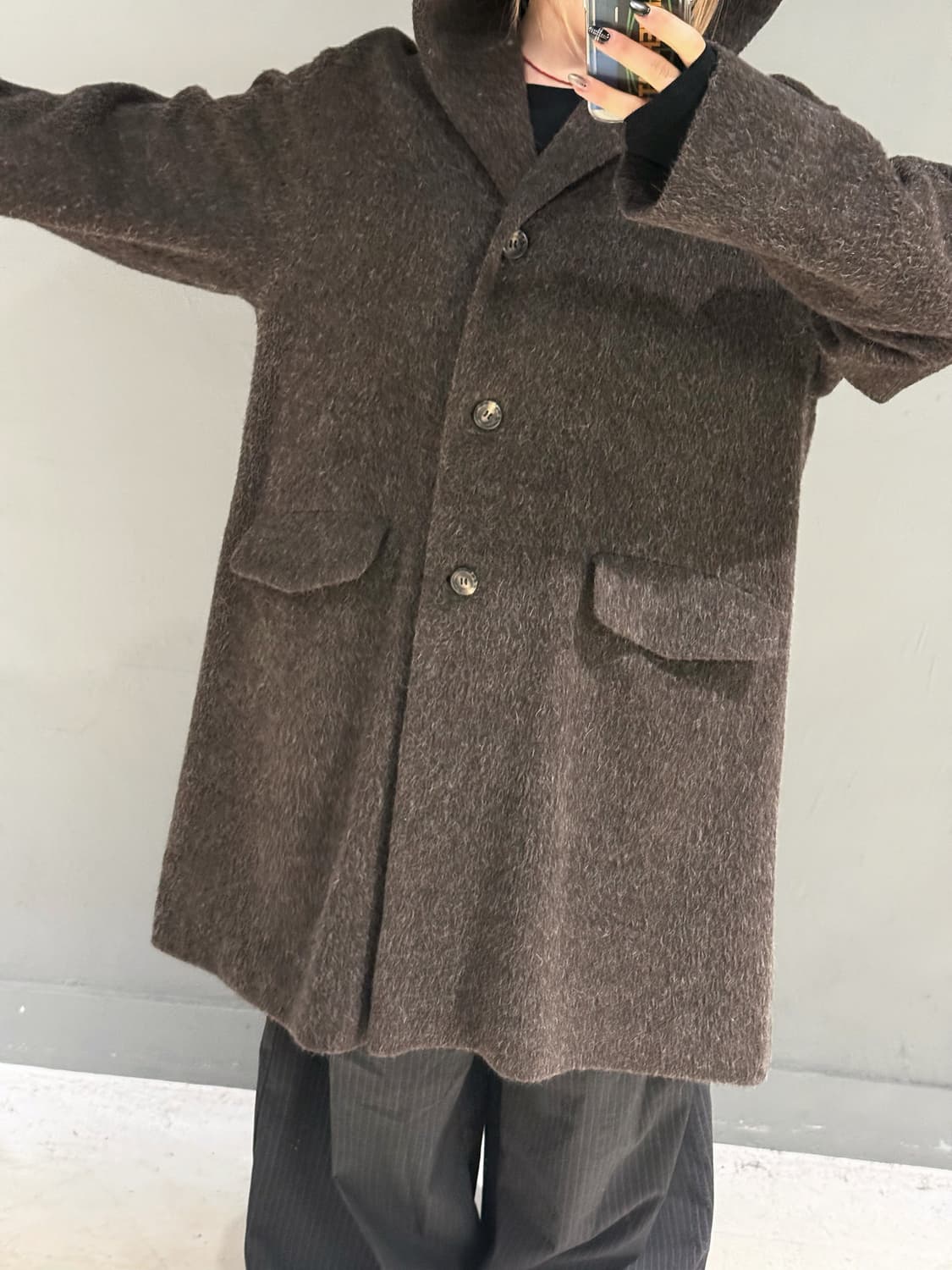 Mohair blend hood coat 상품이미지5