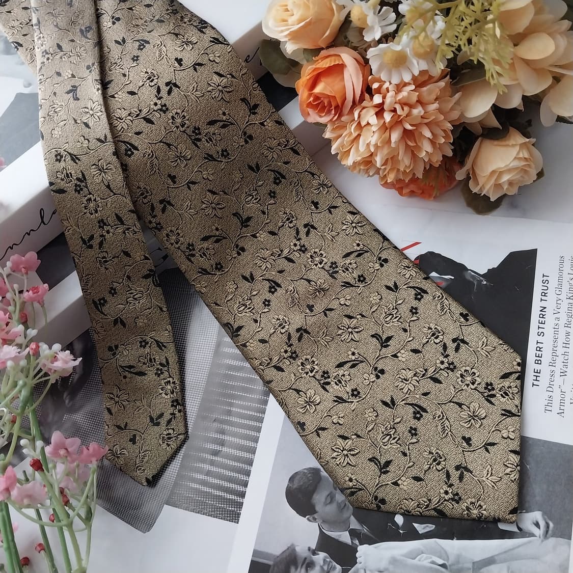 아쿠아스큐텀 실크 플로럴 자카드 넥타이 9.9cm A+등급 K1464
 상품이미지2