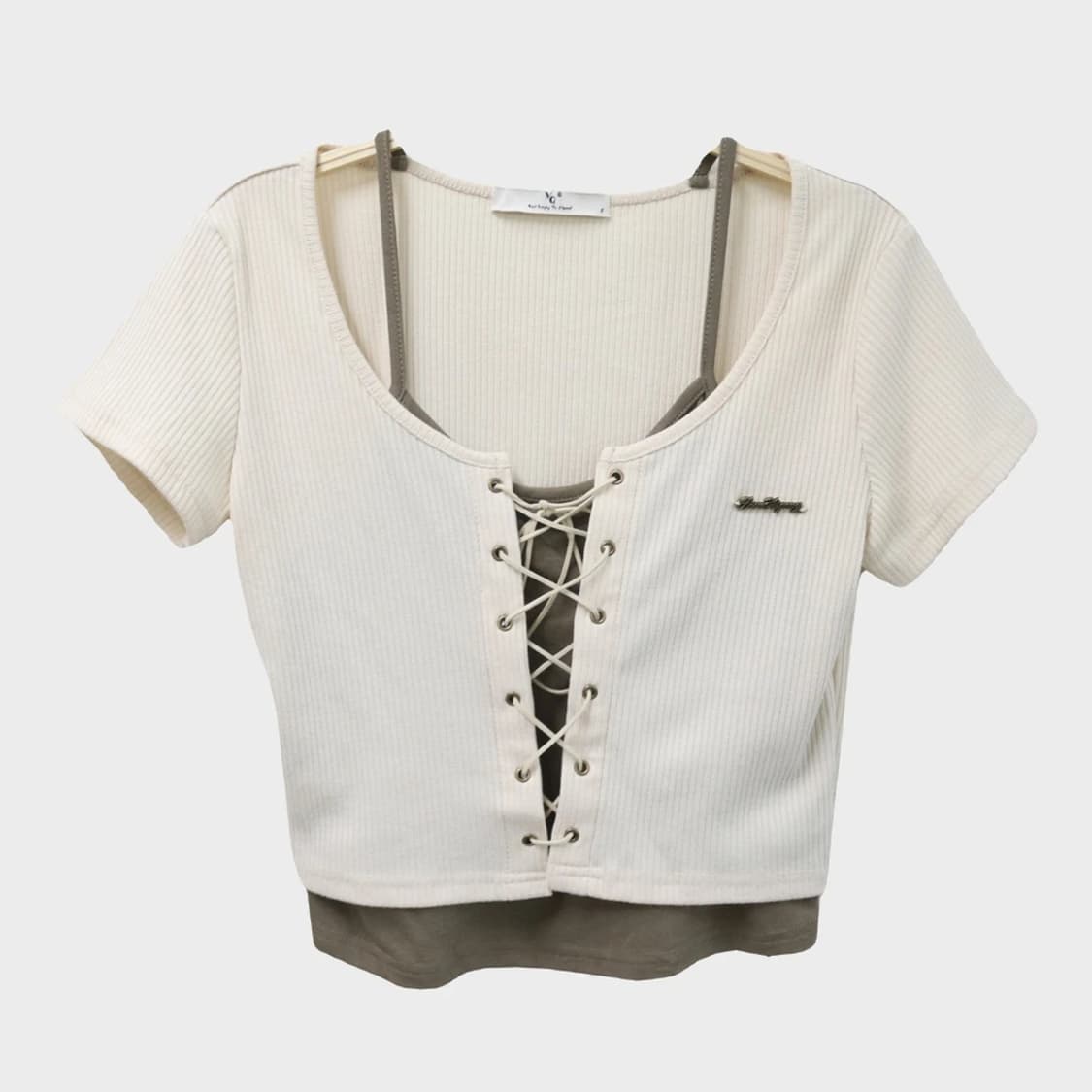 홀터넥 나시 가디건 반팔 티셔츠 66215 상품이미지1