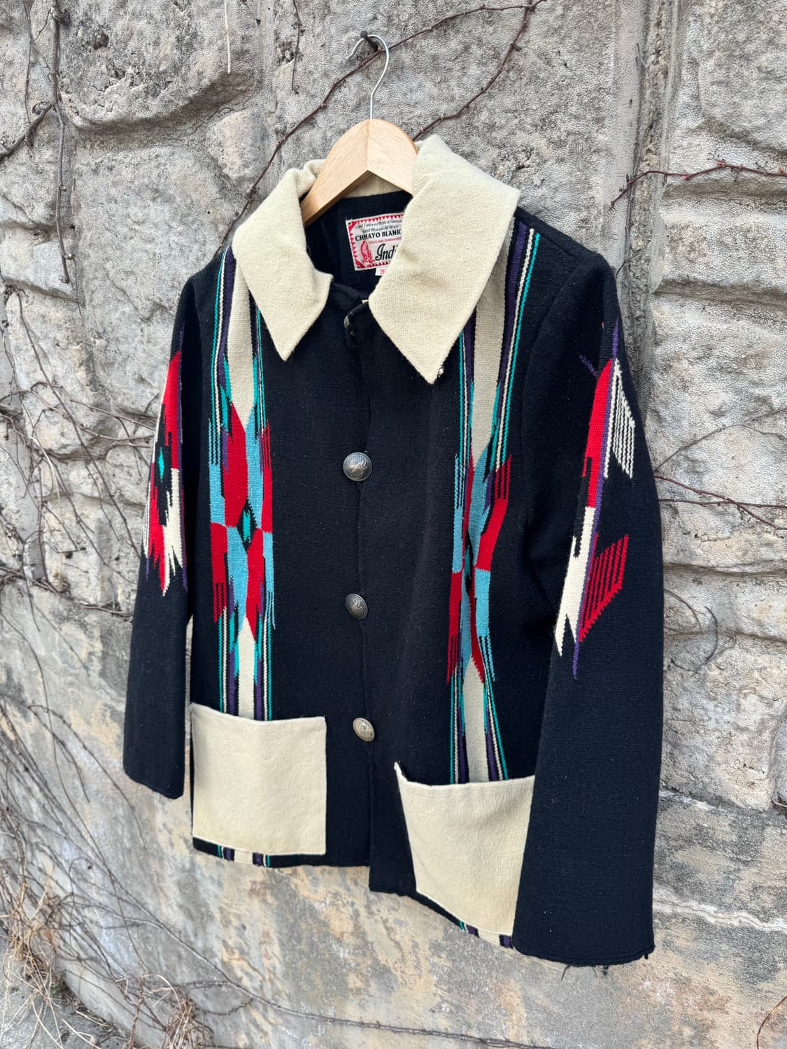 인디언 모터사이클 빈티지 핸드 우븐 울 오르테가 치마요 자켓 상품이미지3