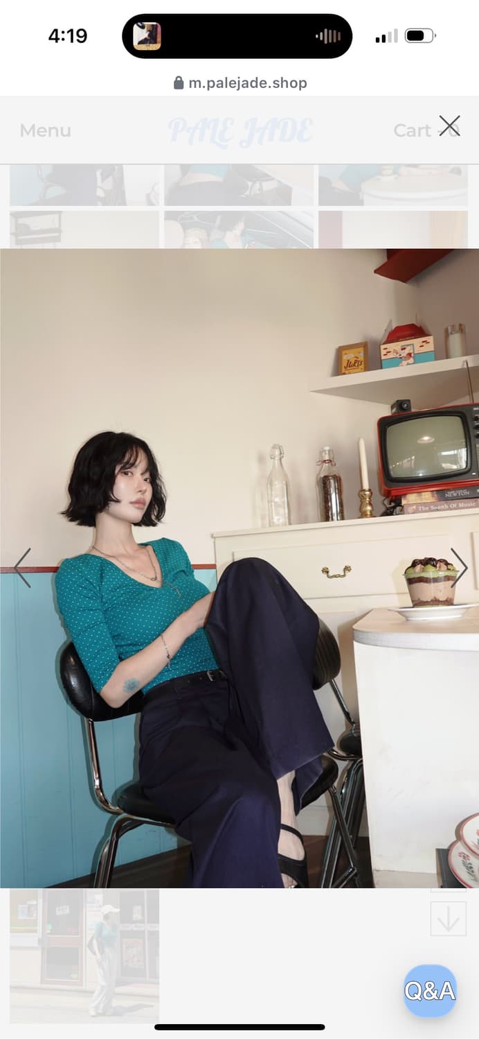 Three-Quarter Sleeve Shirring T - Dot 상품이미지2