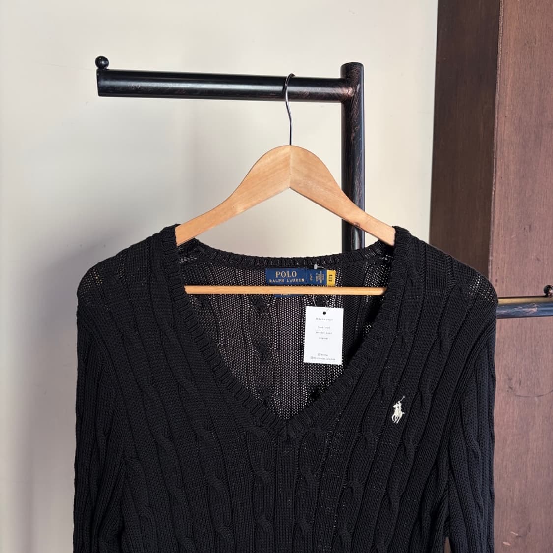 15407 - 폴로 랄프로렌 블랙 케이블 브이넥 니트 상품이미지1