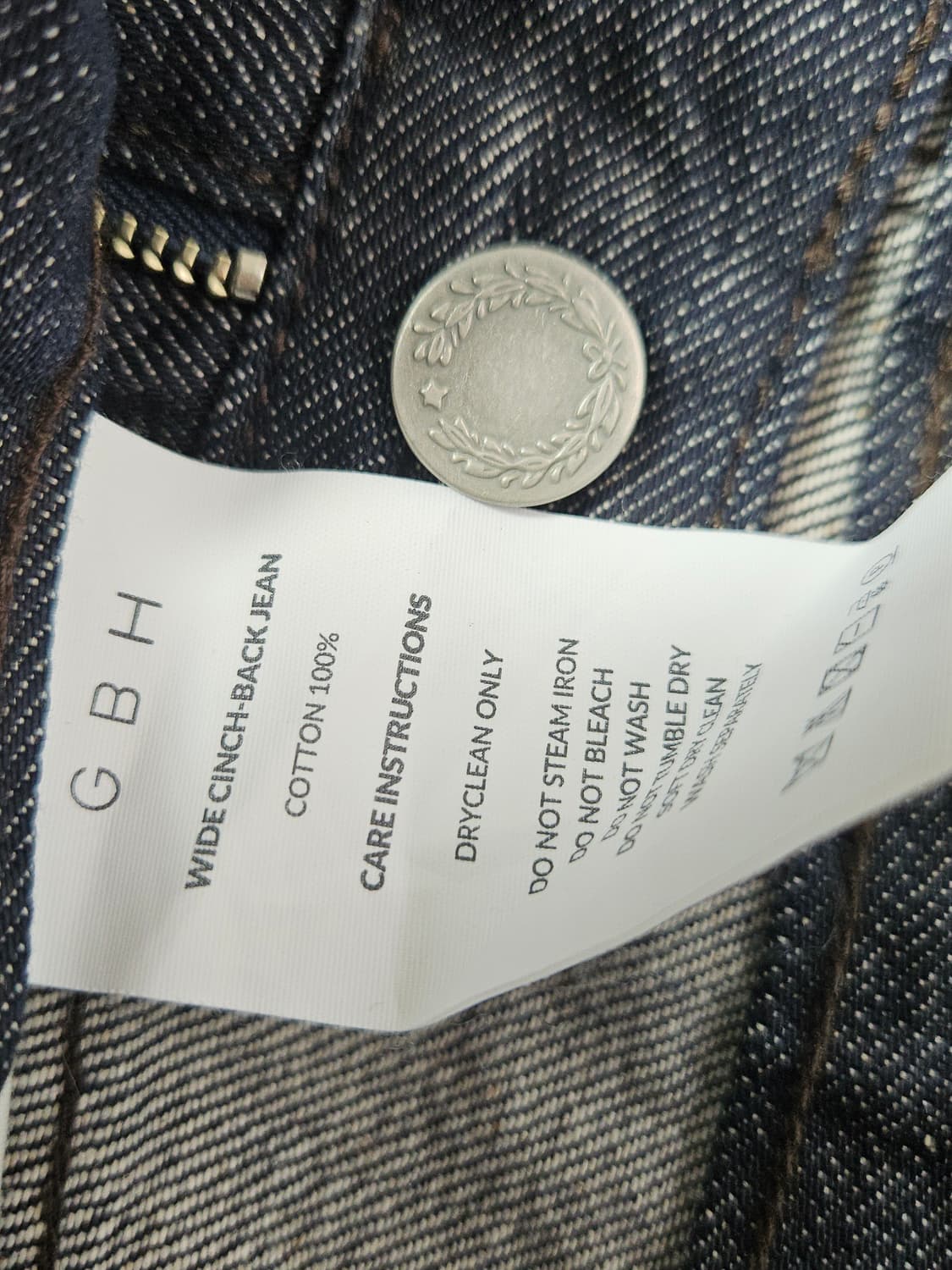 GBH 와이드 데님 인디고 생지 진 팬츠 벨트 S 상품이미지6