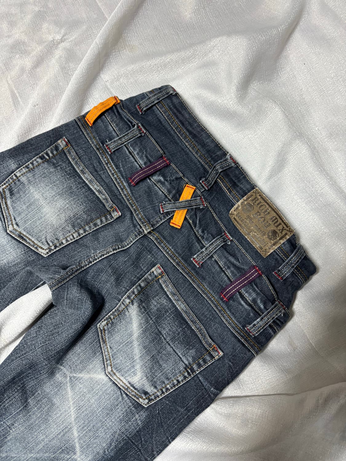 “Unknown” 2Belt Y2K Crack Washing Zipper 상품이미지6
