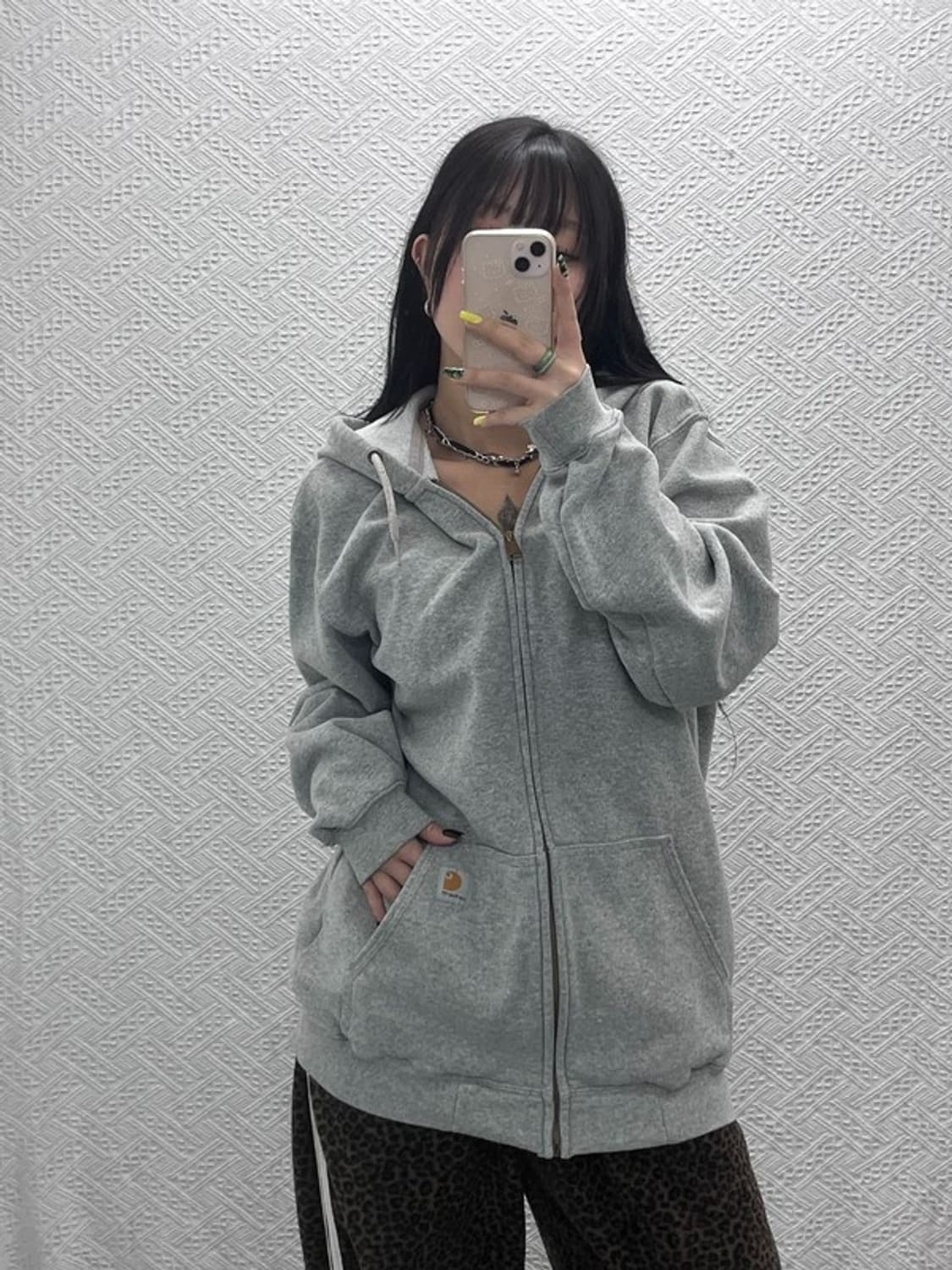 칼하트 올드스쿨 빈티지 오버핏 기모 후드집업 M C07579 상품이미지2