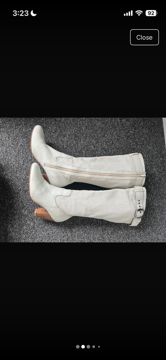 빈티지 Y2K 버클 화이트 가죽 니하이 롱부츠 250 상품이미지2