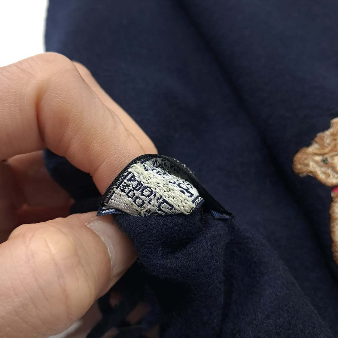 MX268 버버리 90s 베어 자수 램스울 목도리 머플러 상품이미지5