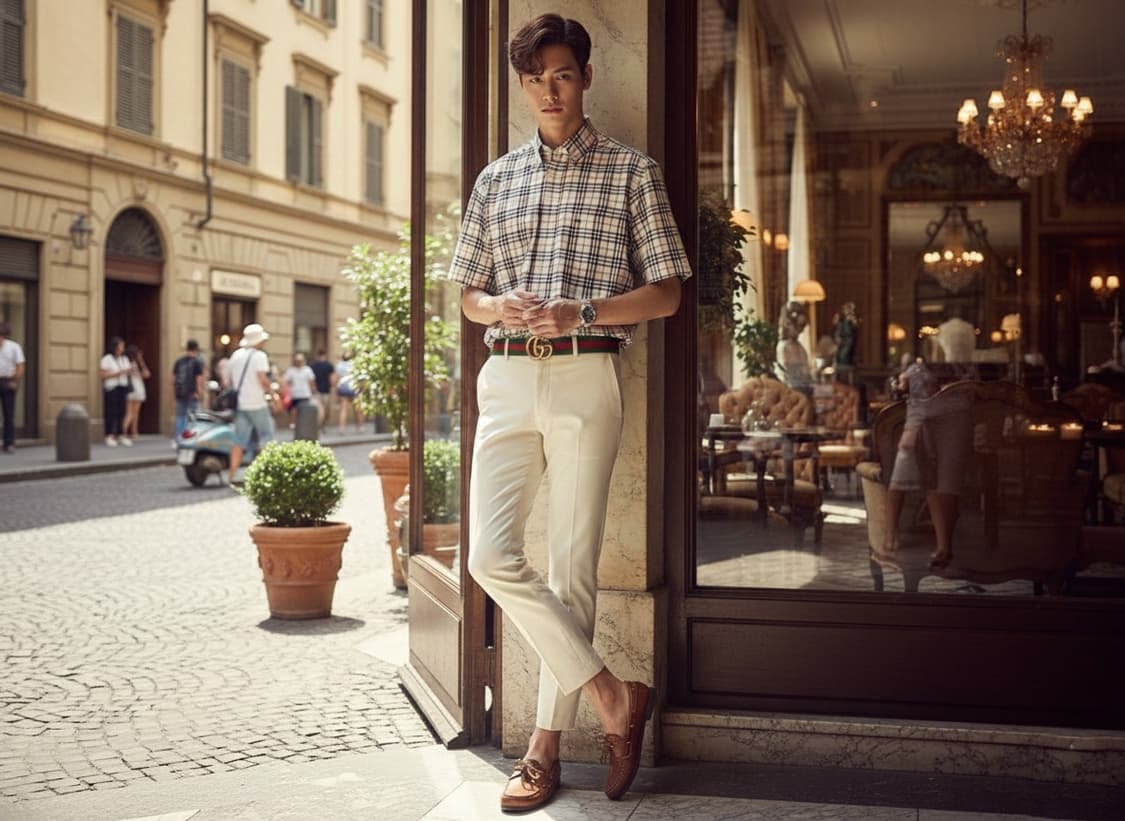 버버리 런던 빈티지 런던체크 반팔 셔츠 (Made in UK) 상품이미지1