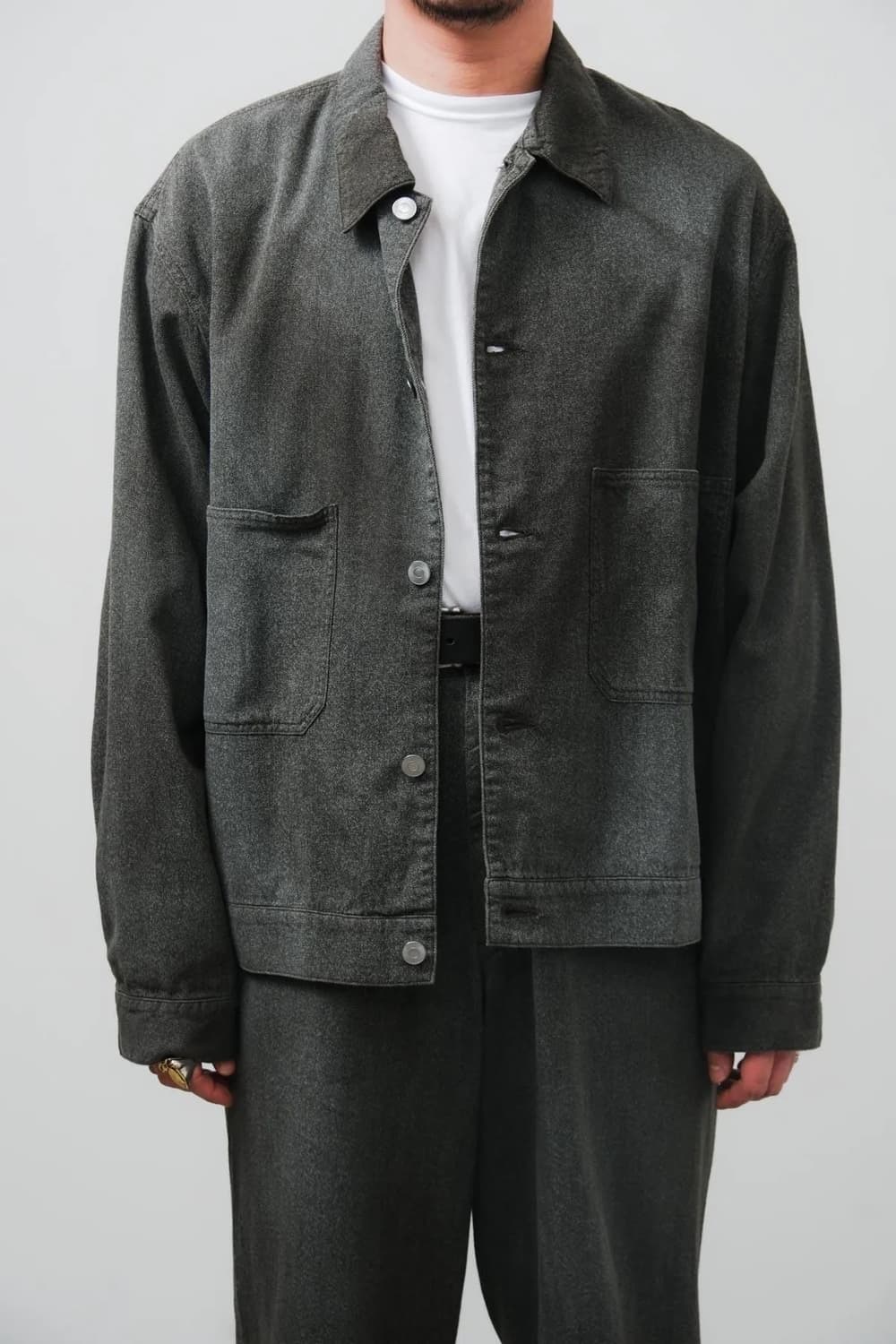 A.PRESSE / 아프레쎄 빈티지 블랙 샴브레이 워크 자켓 상품이미지4