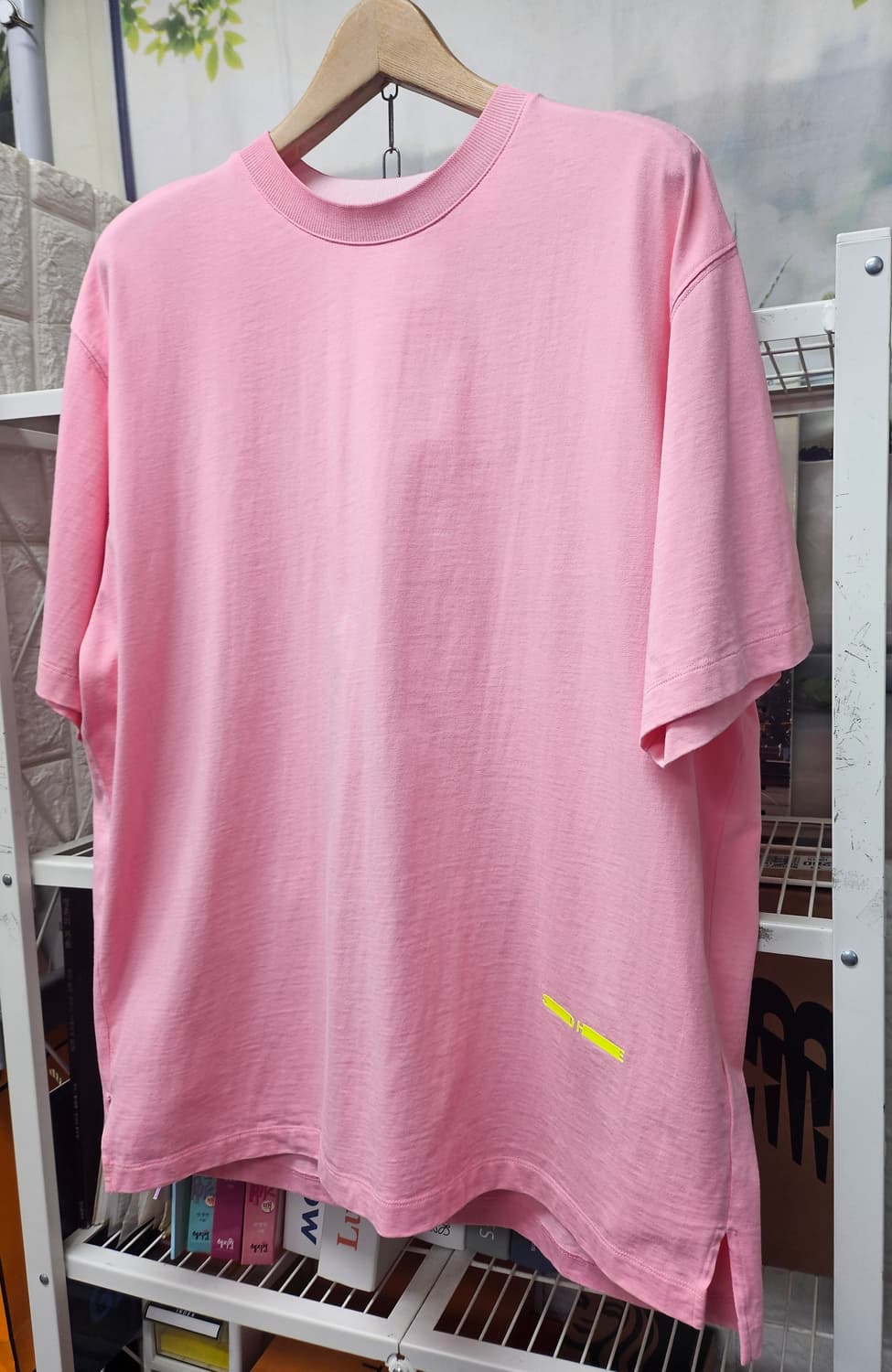 솔리드옴므 남성 반팔티 100 오버핏 핑크 그래픽 반팔티셔츠 MM89 상품이미지3