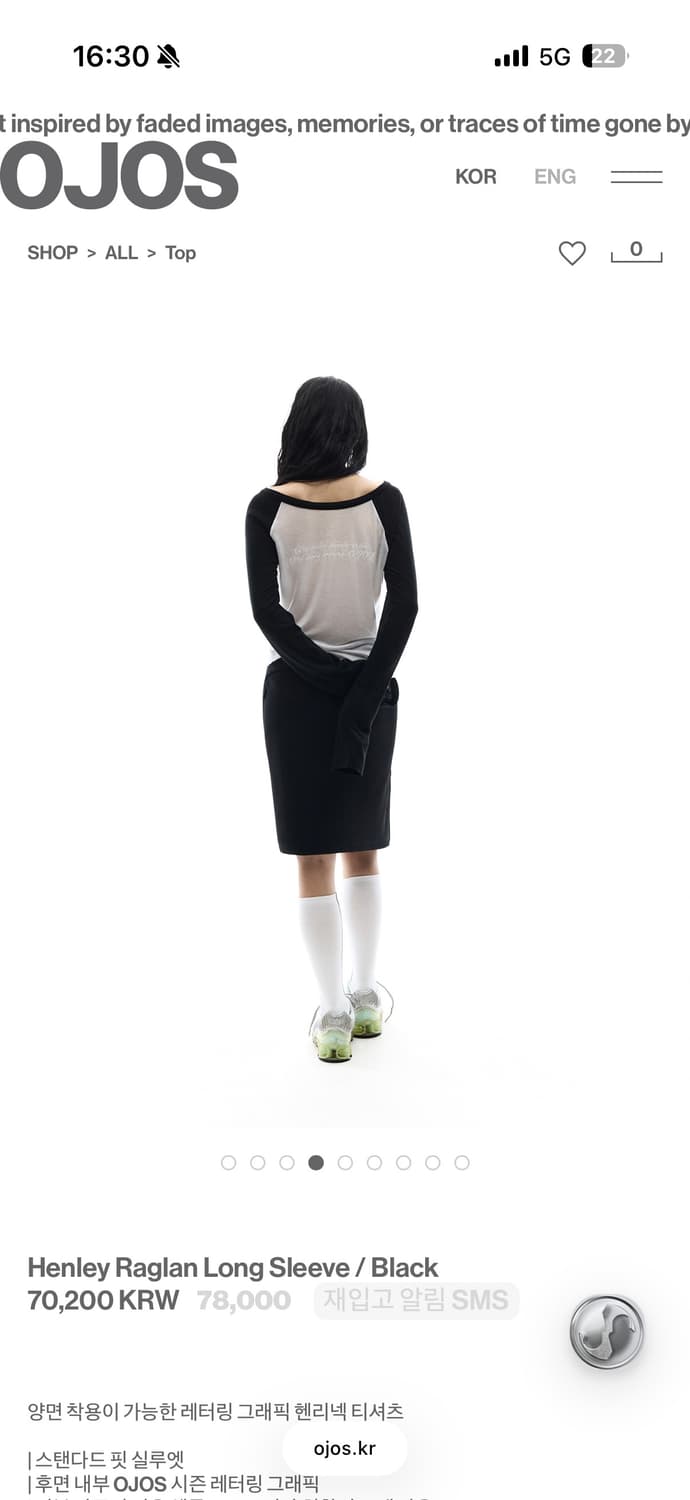 무배) OJOS 오호스 Henley Raglan Long Sleeve 상품이미지2