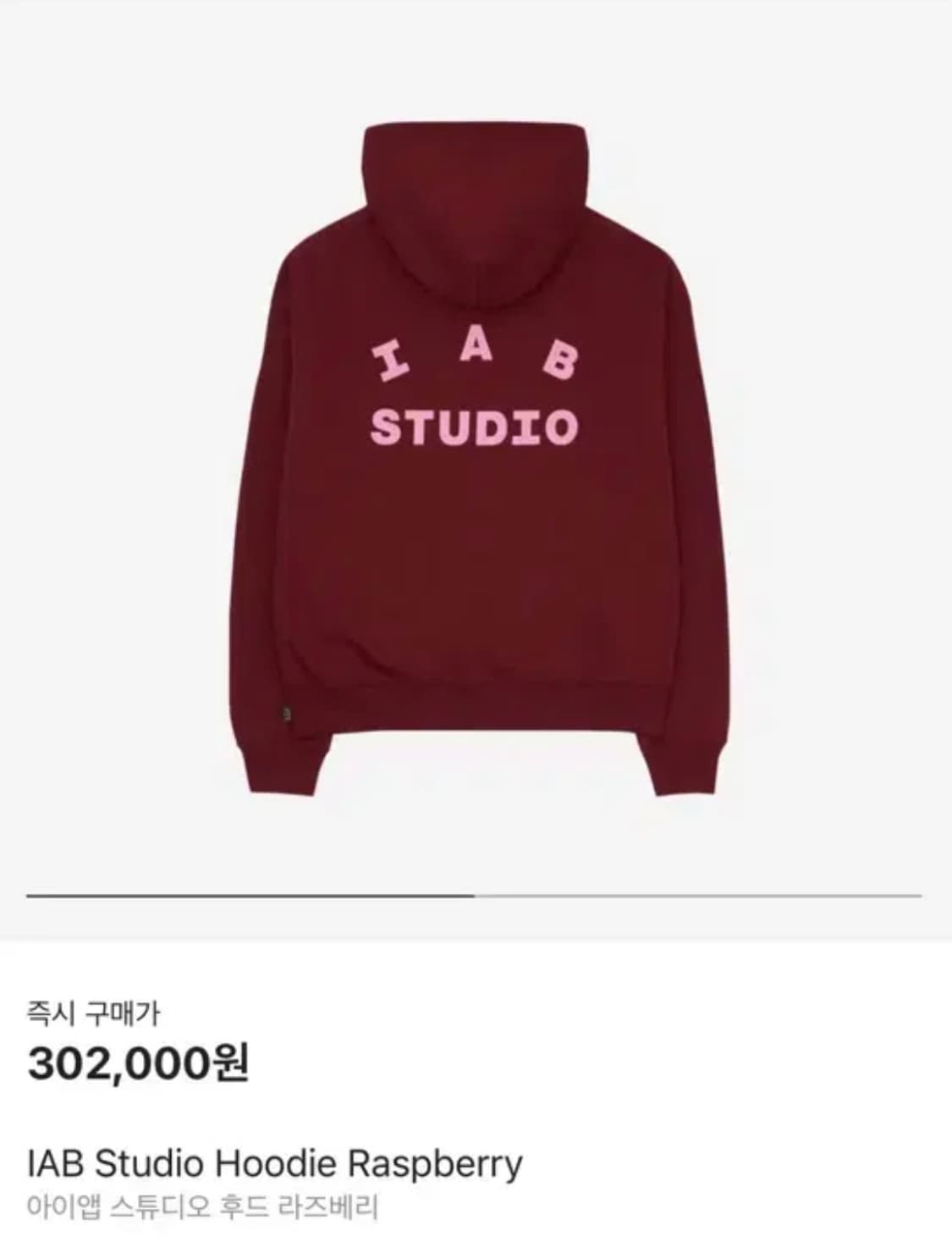 IAB STUDIO 아이앱 스튜디오 벨벳 후드티 라즈베리 L 상품이미지1