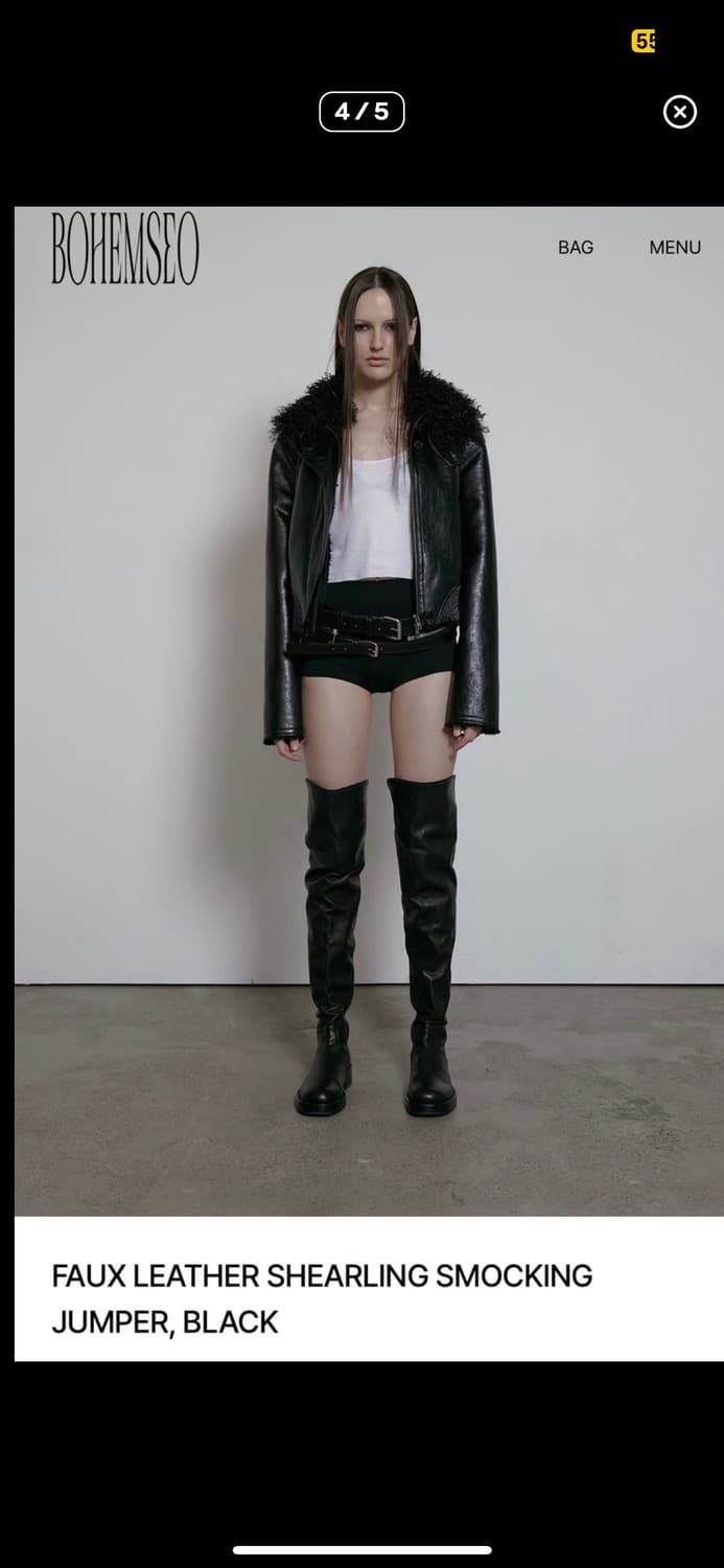 보헤미안서울 FAUX LEATHER SHEARLING SMOCKING J 상품이미지4