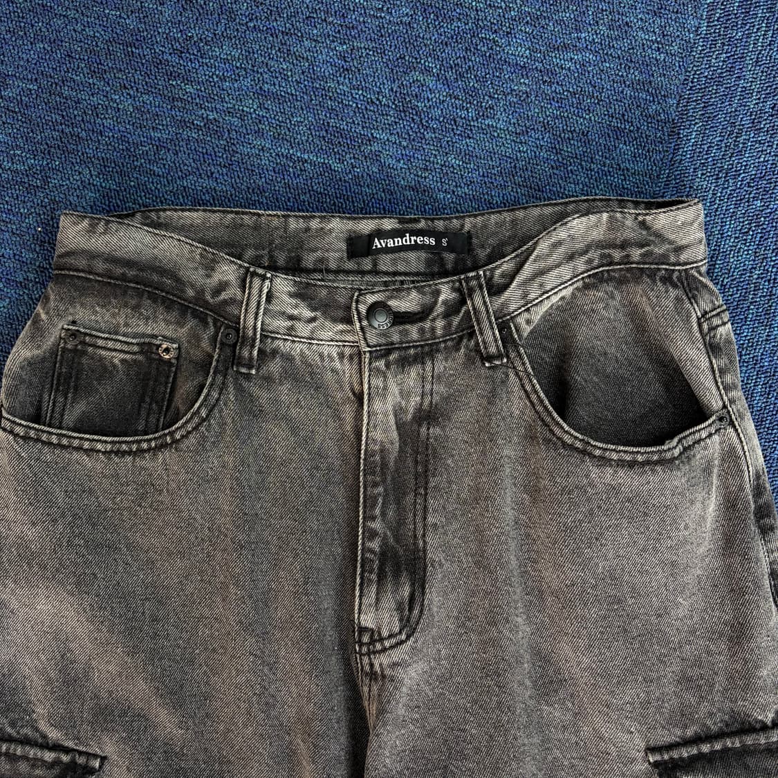 워시드 블랙 데님 카고 팬츠 상품이미지3