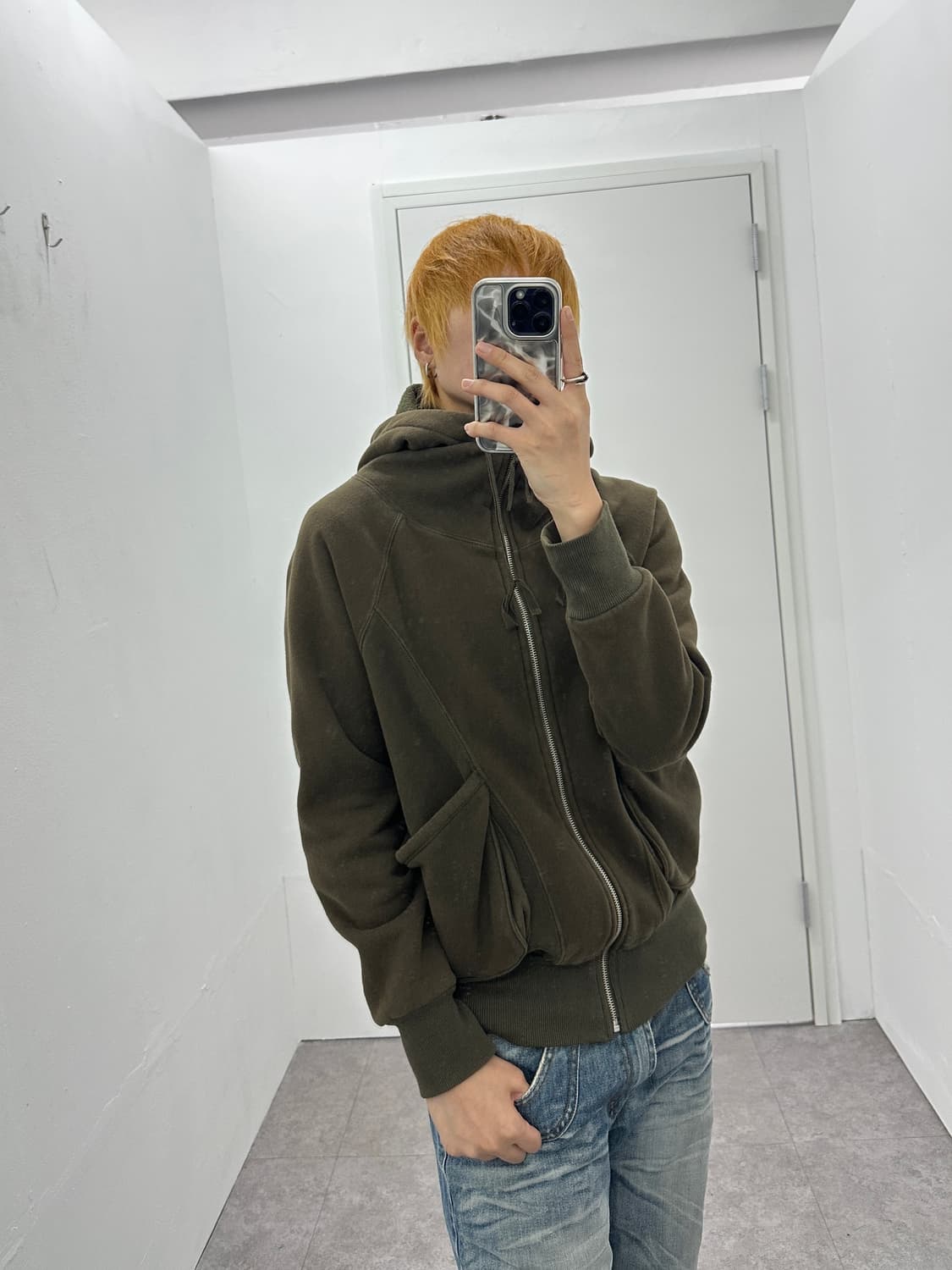 VINTAGE high neck back printing hood zip 상품이미지2
