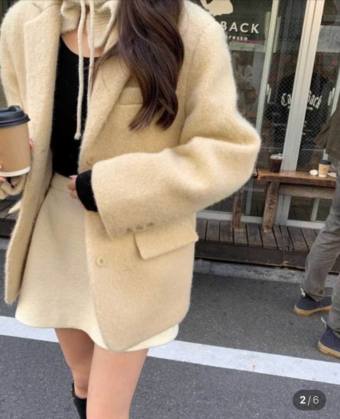 리에뜨 안느 알파카 하프 싱글자켓 버터 상품이미지2