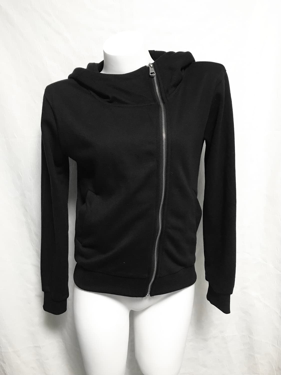 빈티지 사선 지퍼 하이넥 후드 집업 상품이미지1