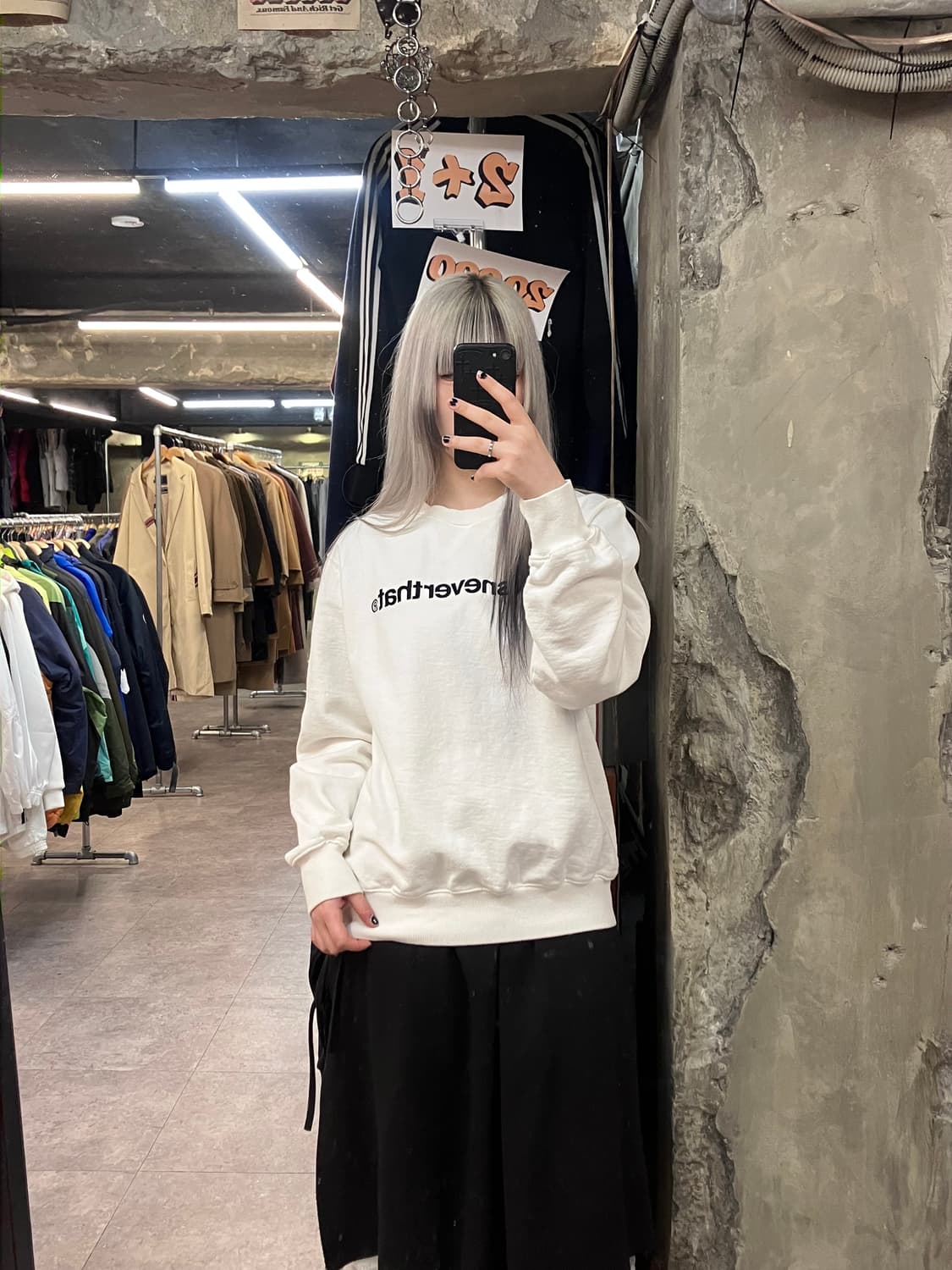 디스이즈네버댓 자수 로고 맨투맨 화이트 S #csz3447 상품이미지2