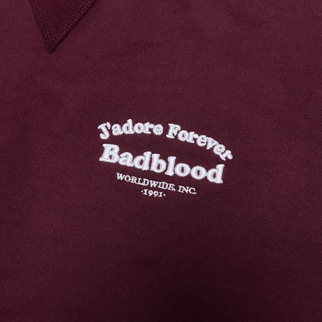 배드블러드 기모 맨투맨 버건디 m 상품이미지4