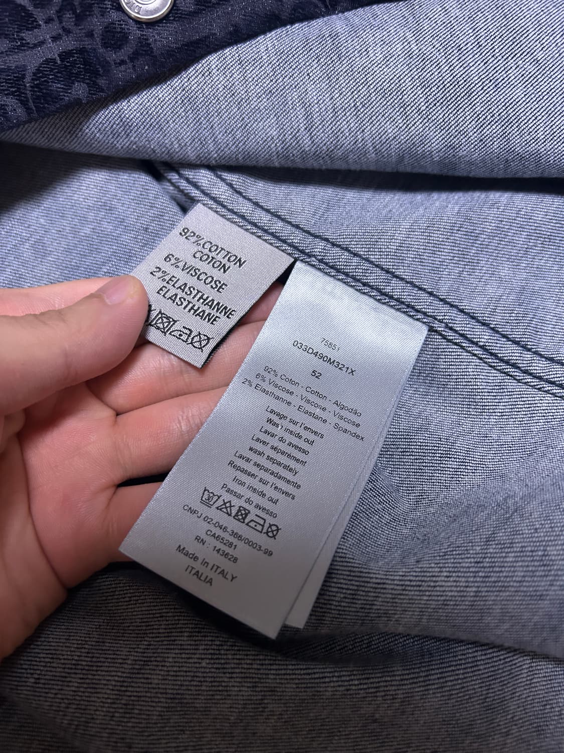 [52size] 디올 오블리크 벨뱃 데님 셔츠 자켓 상품이미지4