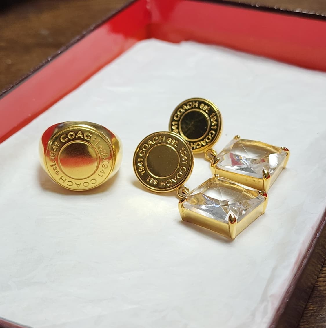 정품 코치 시그니처 귀걸이 및 반지 세트 상품이미지1