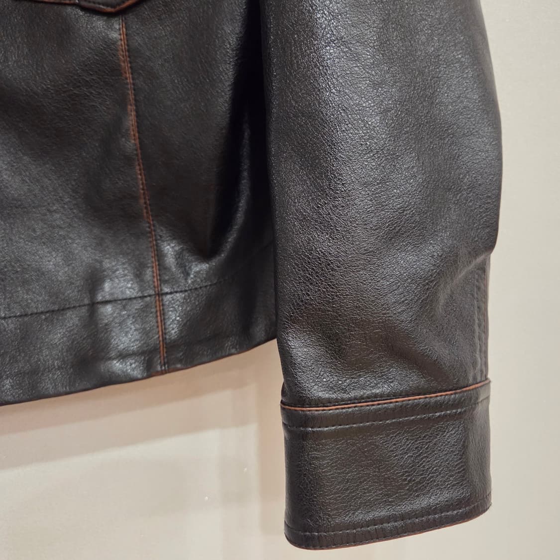 MOOD 빈티지 스타일 브라운 레더 자켓 M 상품이미지4