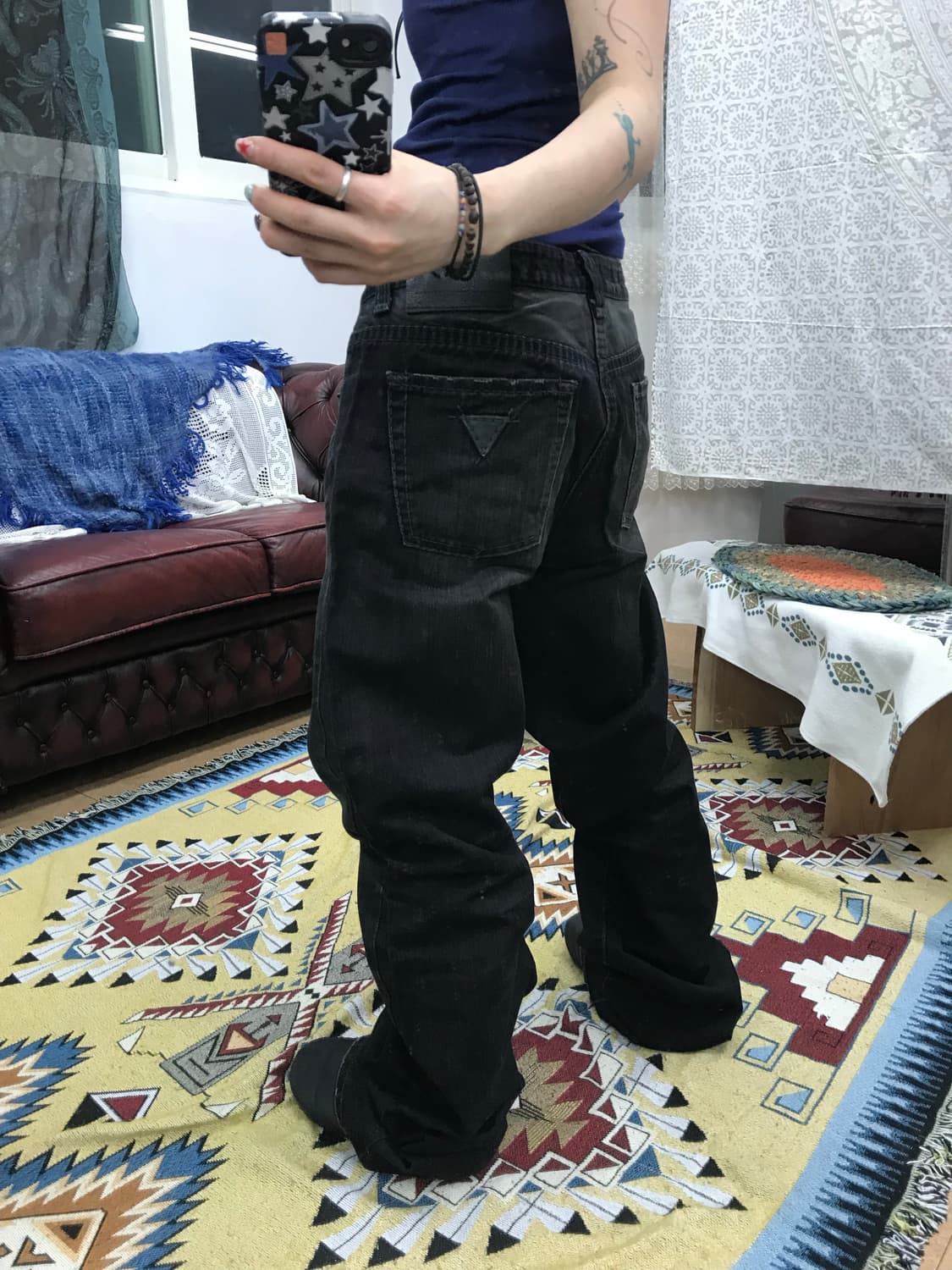 게스 빈티지 워싱 흑청바지 데님팬츠 상품이미지2