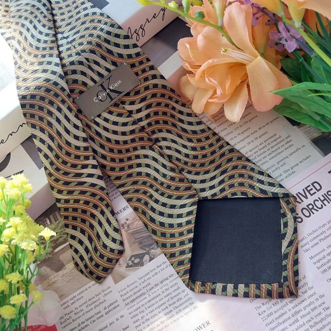 캘빈클라인 실크 웨이브 패턴 넥타이 9.6cm A+등급  K1367
 상품이미지6