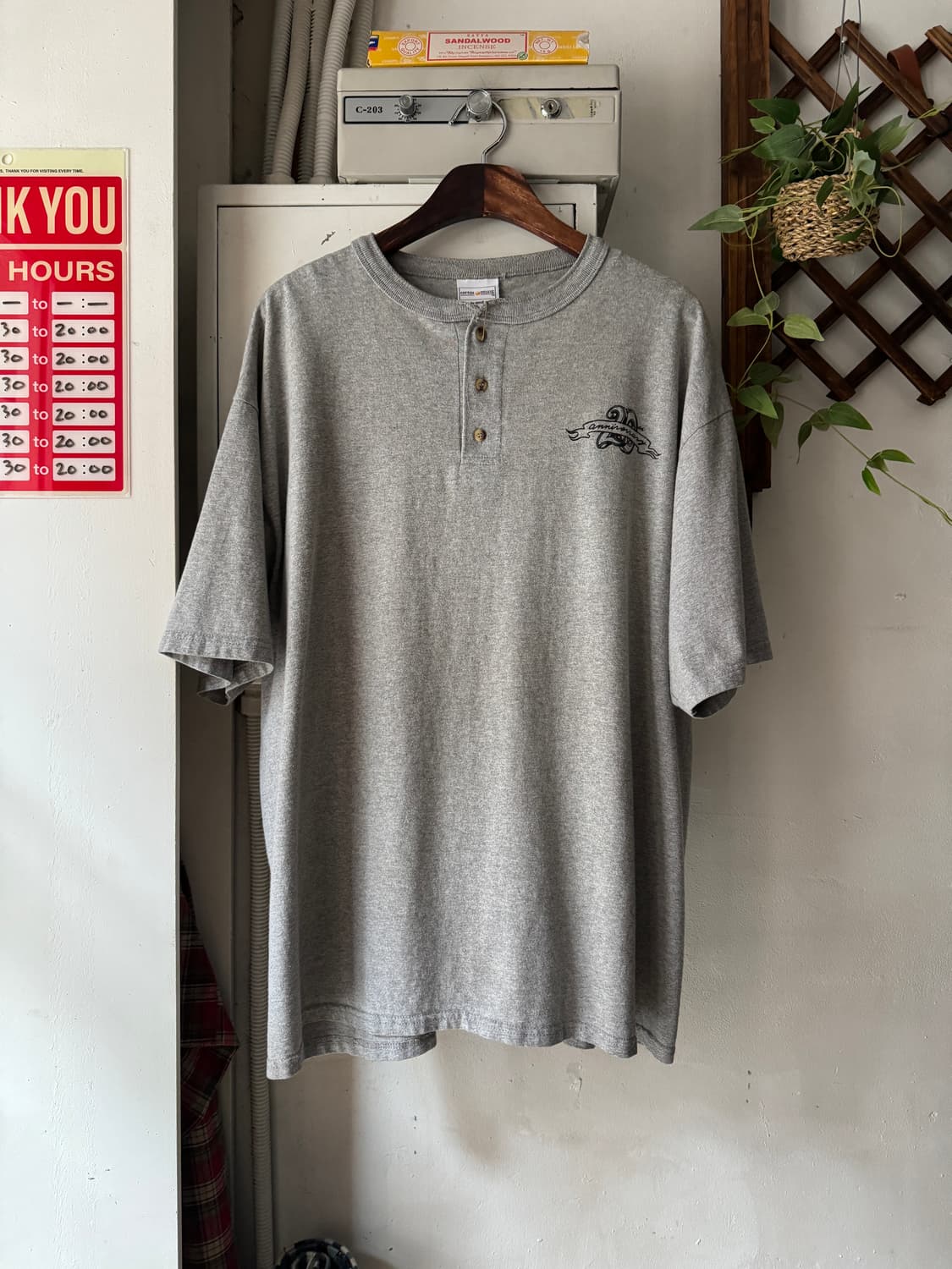 [XL]00's Anvil Made in USA 올드카 헨리넥 티셔츠 상품이미지2