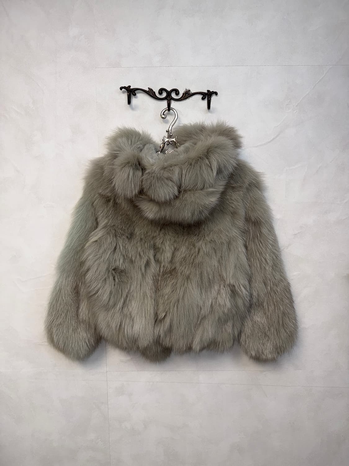 Mixed ash blue real fur hood zipup jk 상품이미지3