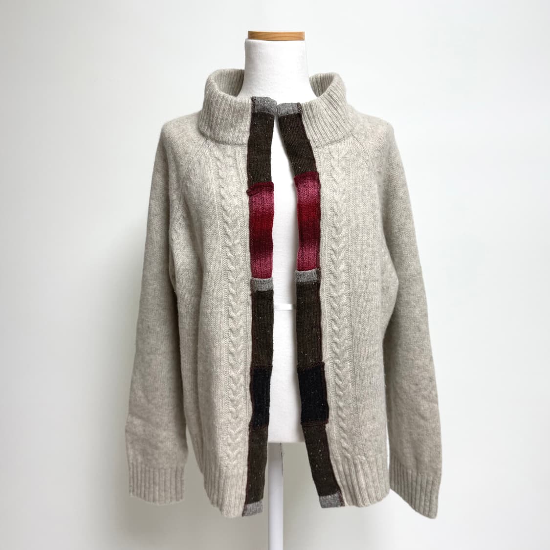 [램스울 100%] 오트밀 트임 가디건 LL 상품이미지1