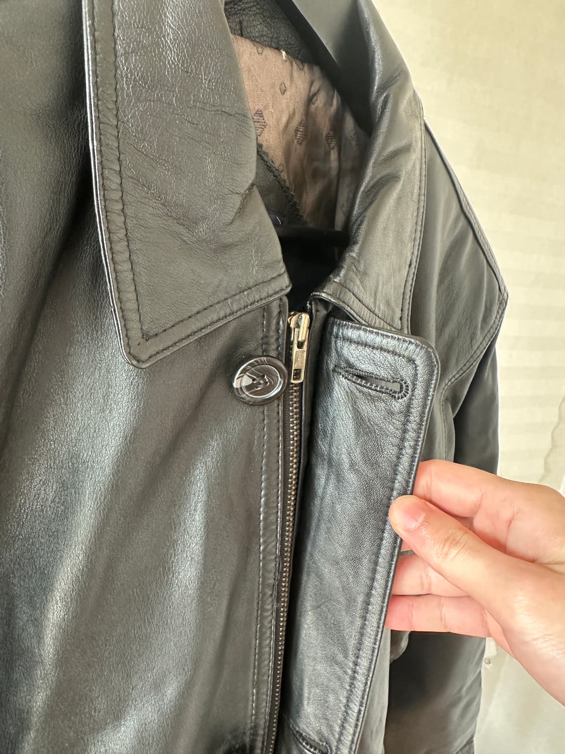 90s Lambskin Leather Car Coat 상품이미지5