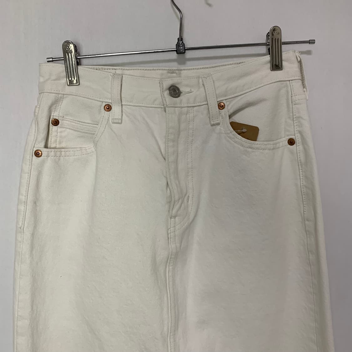 리바이스 화이트 아이보리 데님 트임 롱 스커트 25인치 빈티지 치마 상품이미지2